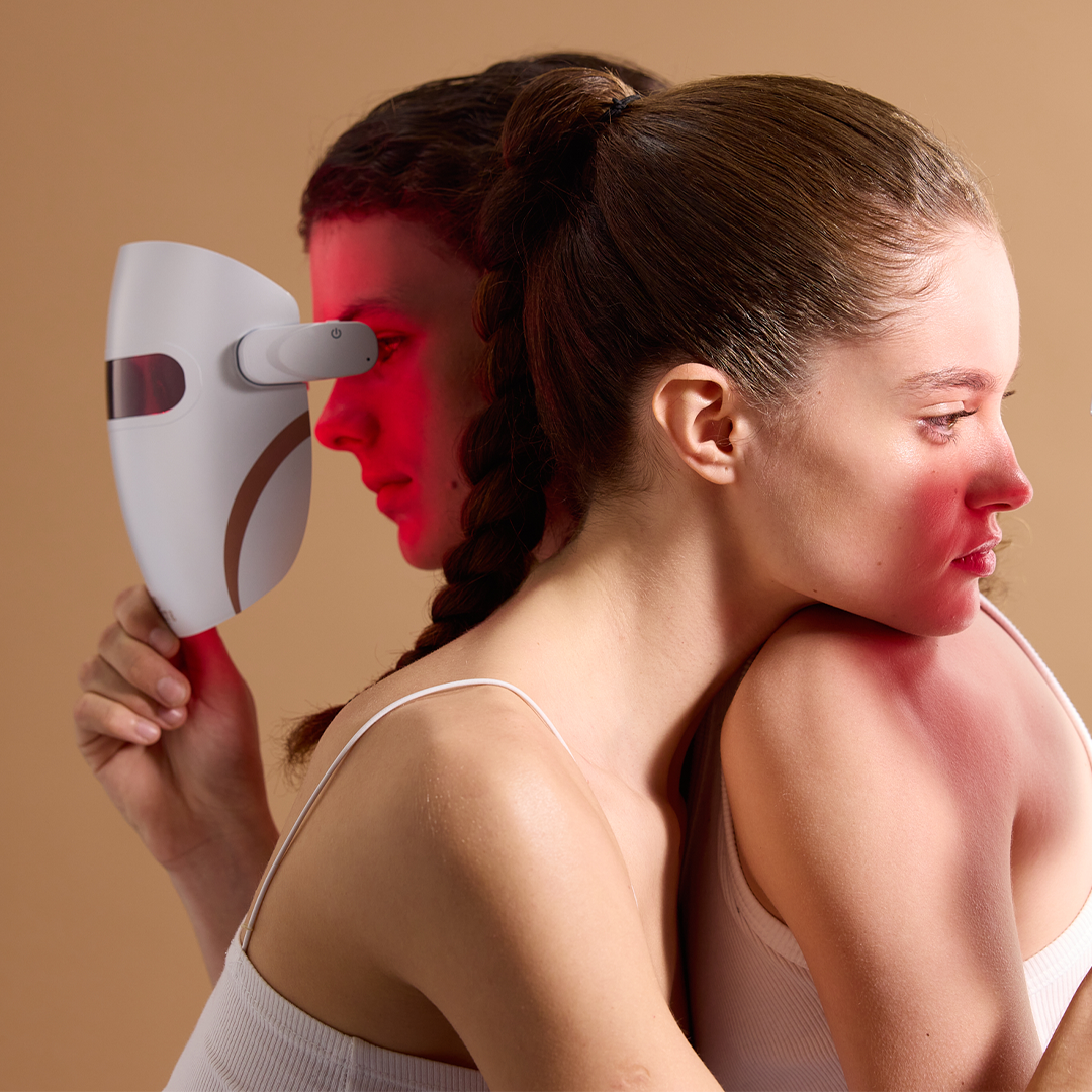 Red light therapy session in a home spa setting